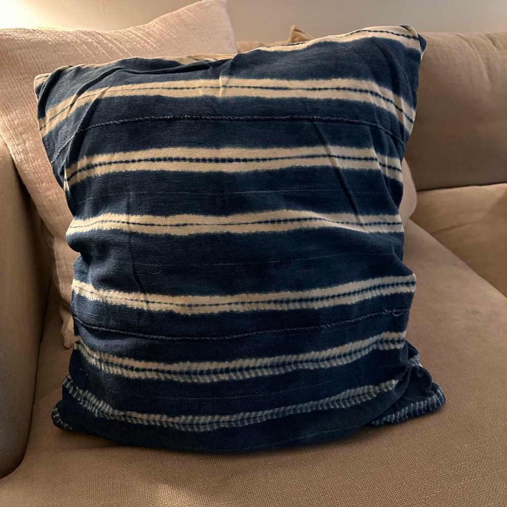 MudCloth Pillow Cover-  Navy Blue and White